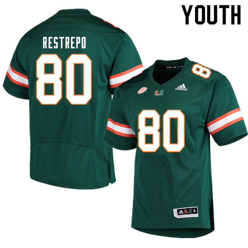 Youth #80 Xavier Restrepo Miami Hurricanes College Football Jerseys Sale-Green - Click Image to Close